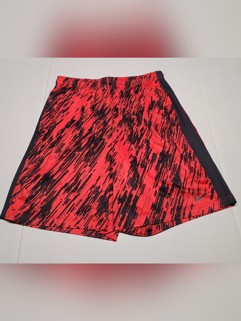 Red and Black Graphic Athletic Shorts